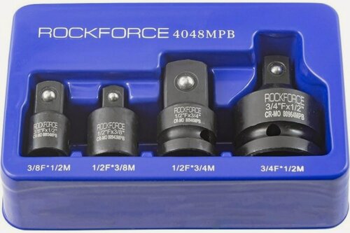 Изображение товара Набор ударных адаптеров ROCKFORCE RF-4048MPB, 4 предмета, 3/4Fx1/2"M, 1/2Fx3/4"M, 3/8Fx1/2"M, 1/2(F)x3/8"M