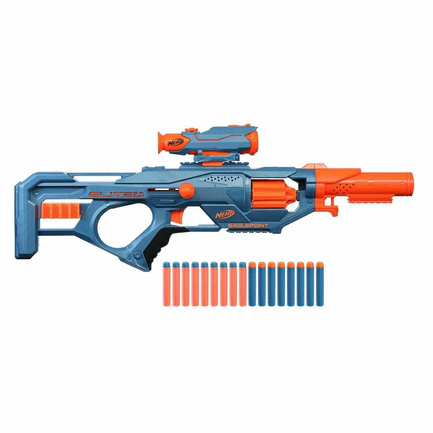 Большой автомат бластер Hasbro Nerf Elite Элит 2.0 Иглпоинт, в комплекте 16 мягких пуль, подарок для мальчика, F0423EU4