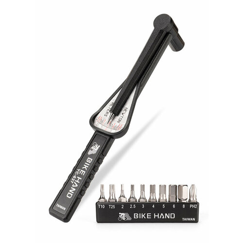 Ключ динамометрический BikeHand YC-637BITS стрелочный для головок 14 на 2-12 NM с шестигранниками 2-8мм и T10 T25 2140₽