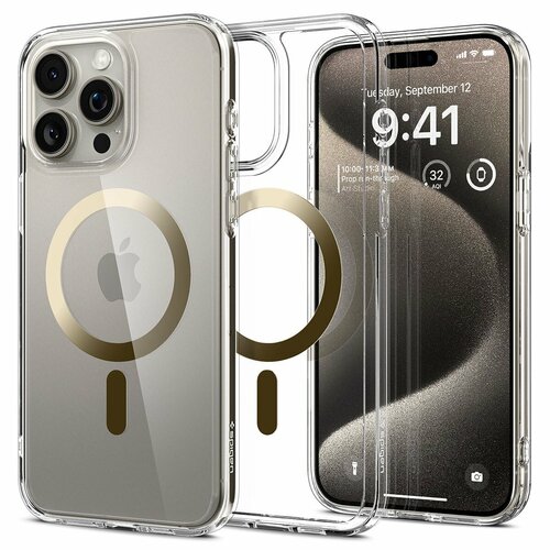 Чехол SPIGEN для iPhone 15 Pro Max - Ultra Hybrid (MagFit) - Золотой - ACS06579 бесцветный, золотой, золотистый