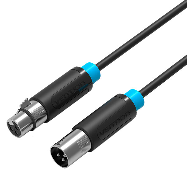 Кабель XLR(M)-XLR(F), 2м, черный Vention акустический (BBFBH)