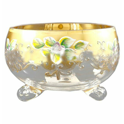 Конфетница 13 см на 3-х ножках золото Star Crystal 