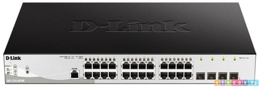 Коммутатор D-Link DGS-1210-28P/ME/B2A, L2 Managed Switch with 24 10/100/1000Base-T ports and 4 1000Base-X SFP ports (24 PoE ports 802.3af/802.3at (30 W), PoE Budget 193 W) (DGS-1210-28P/ME/B2A) - фото №2