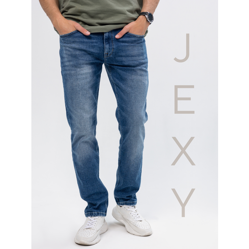 фото Джинсы зауженные jexy, размер xs (44-46), темно-синий