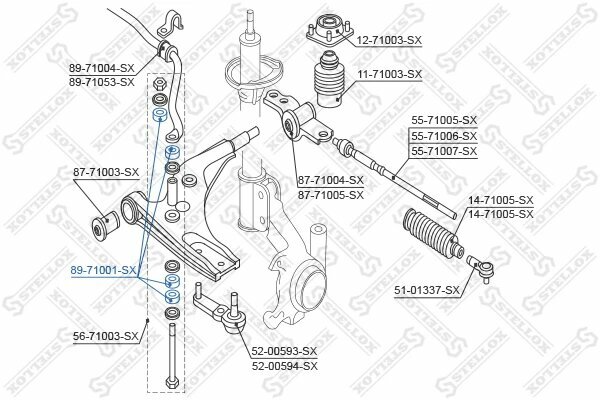 Втулка тяги стабилизатора Stellox 89-71001-SX