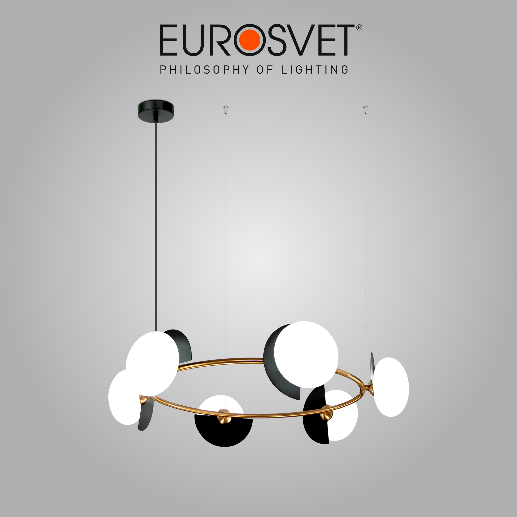 Люстра / Подвесной светильник Eurosvet Moity 70150/6, 6 ламп, G9, черный / латунь