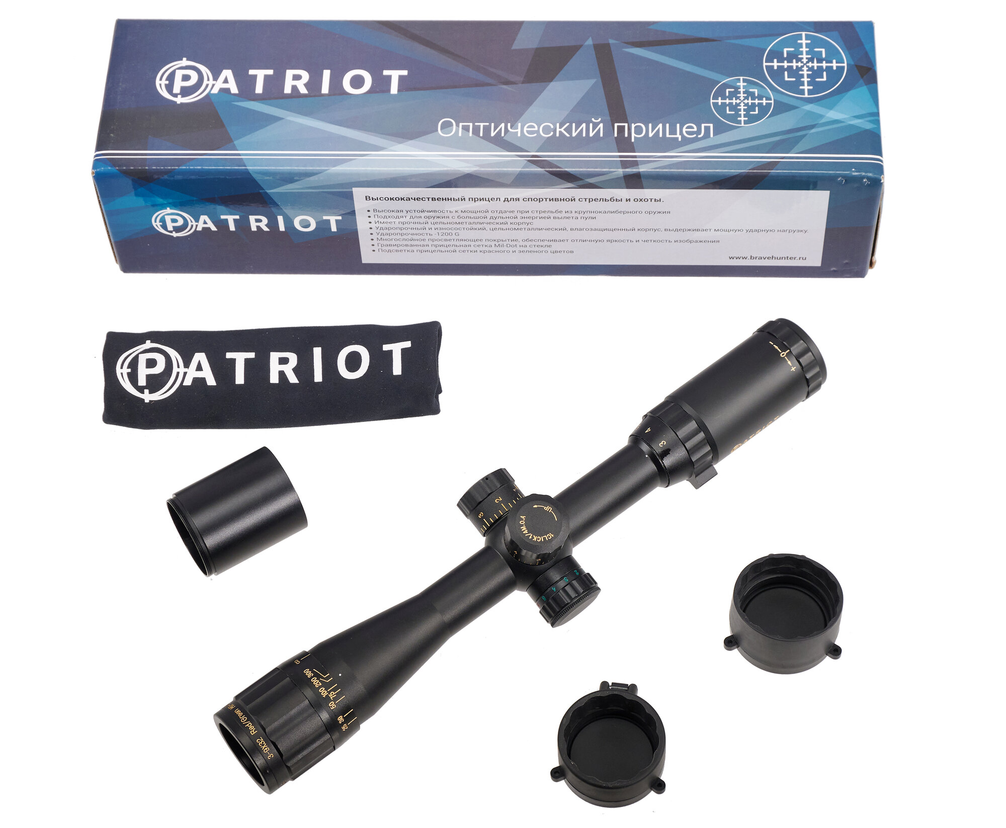 Оптический прицел Patriot P3-9x32AOEG Mil-Dot (BH-PT393G)