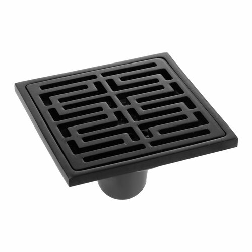 Трап душевой, 100х100 мм, вертикальный, с сеткой для задержки волос, нержавеющая сталь, черный