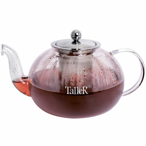 Чайник заварочный taller 800мл термостекло нерж сталь низкий 5117₽