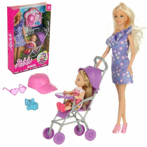 куклы и одежда для кукол abtoys кукла с розовыми волосами в голубой пачке 20 см Игровой набор кукол Прогулка, с аксессуарами, 29 см, Veld Co