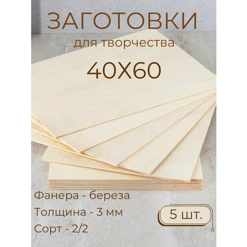 Заготовки для творчества выжигания Мастер Рио фанера 40х60 см 5 шт бежевый 1515₽