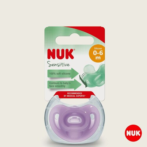 Изображение товара NUK SENSITIVE ортодонтическая соска пустышка из силикона для новорожденных 0-6 месяцев, 1 шт