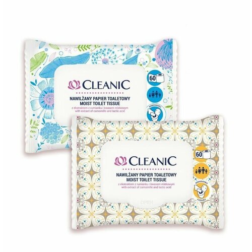 Cleanic Влажная туалетная бумага с клапаном 60 штуп 2 шт 719₽