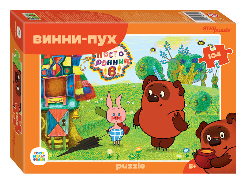 Детский пазл "Винни Пух ", игра-головоломка паззл для детей, Step Puzzle, 104 детали мозаики
