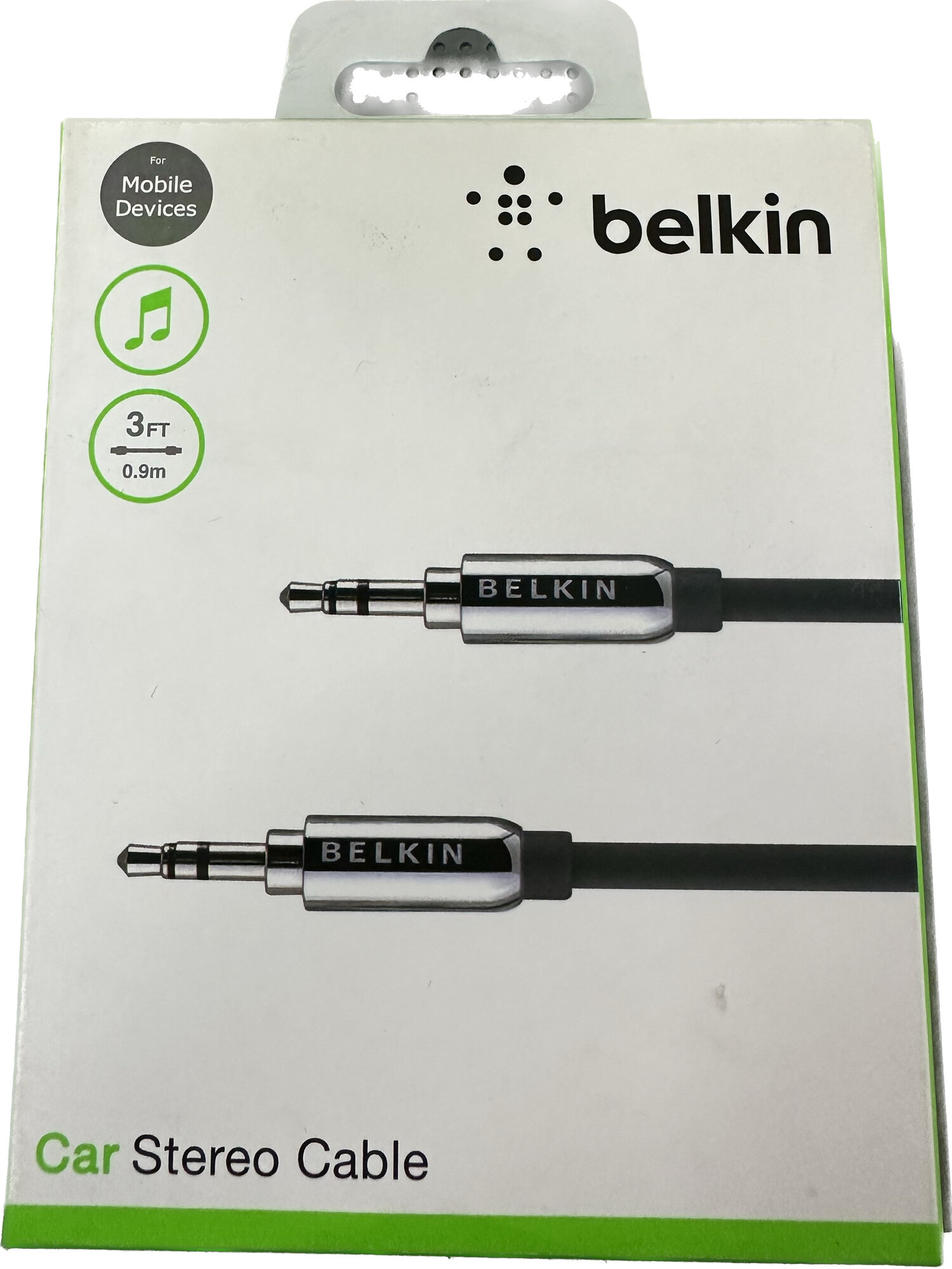 Аудио кабель Belkin AUX 3,5 мм - 3,5мм, длина 0,9 метра белый