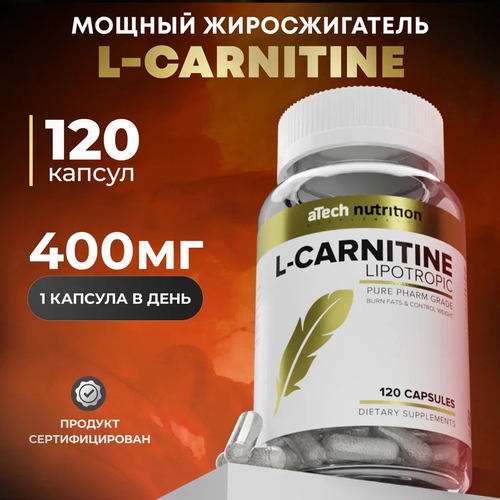 ATech Nutrition L-карнитин Lipotropic, 120 шт., нейтральный комплекс витаминов парафарм l карнозин d рибоза l карнитин глутамин витамин в4 таурин в капсулах 423 гр