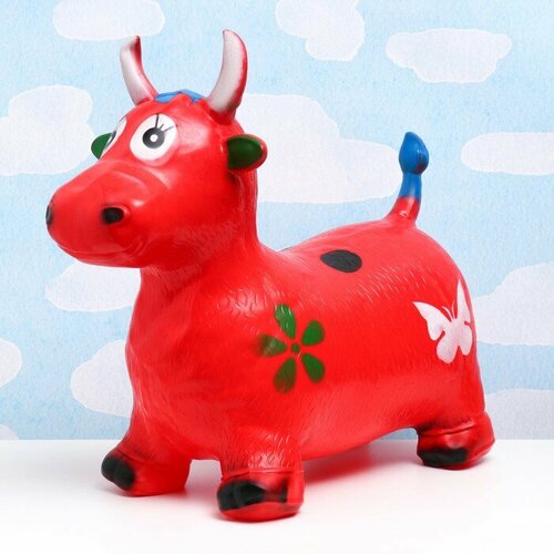 Игрушка - прыгун детская Коровка резиновая надувная 50х29см красная 1724₽