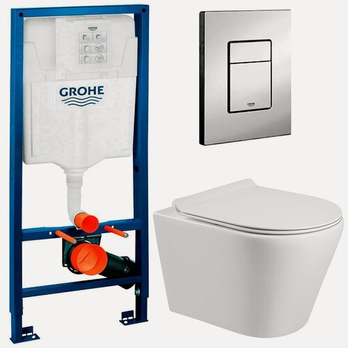 Изображение товара Инсталляция Grohe 38772001 + унитаз Bloomix Roland MD1201T/UF01 безободковый торнадо с сиденьем