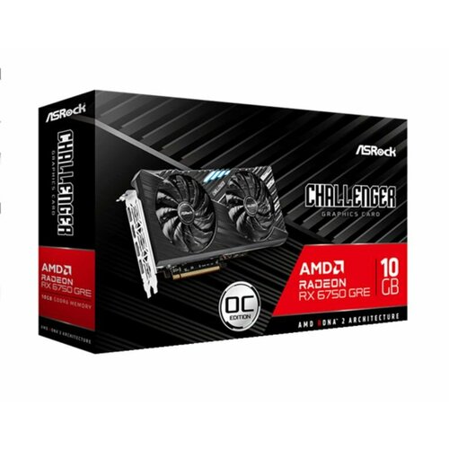 Видеокарта ASRock RX6750GRE CHALLENGER OC 10GB GDDR6 160bit 3xDP HDMI 2FAN RTL видеокарта sapphire rx 6750 gre platinum 10 гб серый