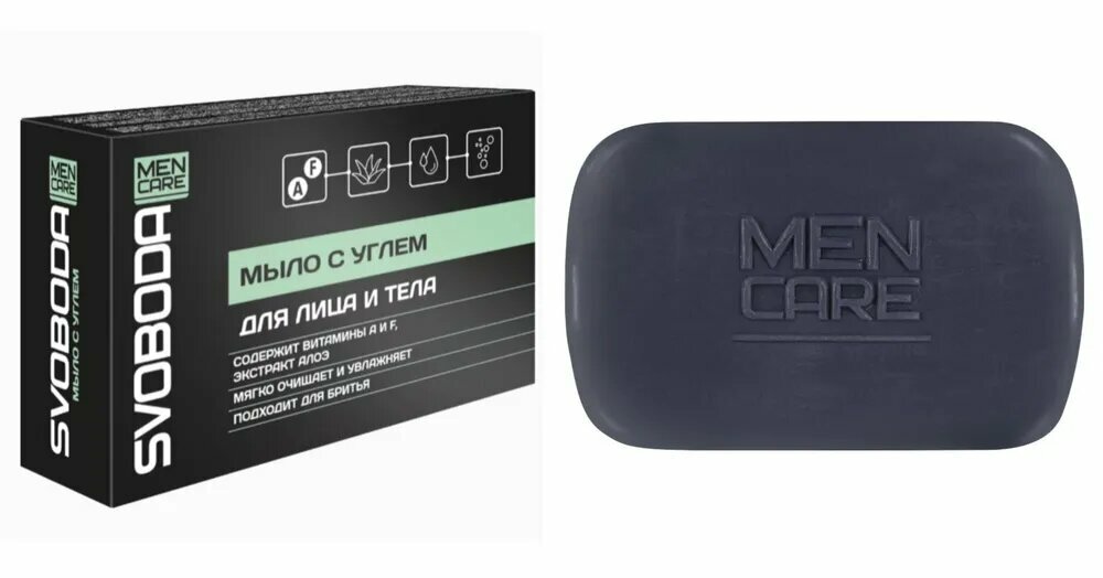 Мыло твердое с углем SVOBODA MEN CARE , 100 гр.