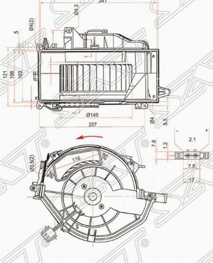 SAT ST-4F0820020A Мотор отопителя салона (Левый руль) Audi A6 04-10 / A6 allroad quattro 06-12