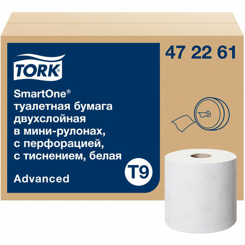 Бумага туалетная Tork SmartOne Advanced в мини-рулонах с ЦВ 2-сл. 12рул/уп бумага туалетная 130 м tork система t9 smartone комплект 12 шт advanced 2 слойная белая 472261