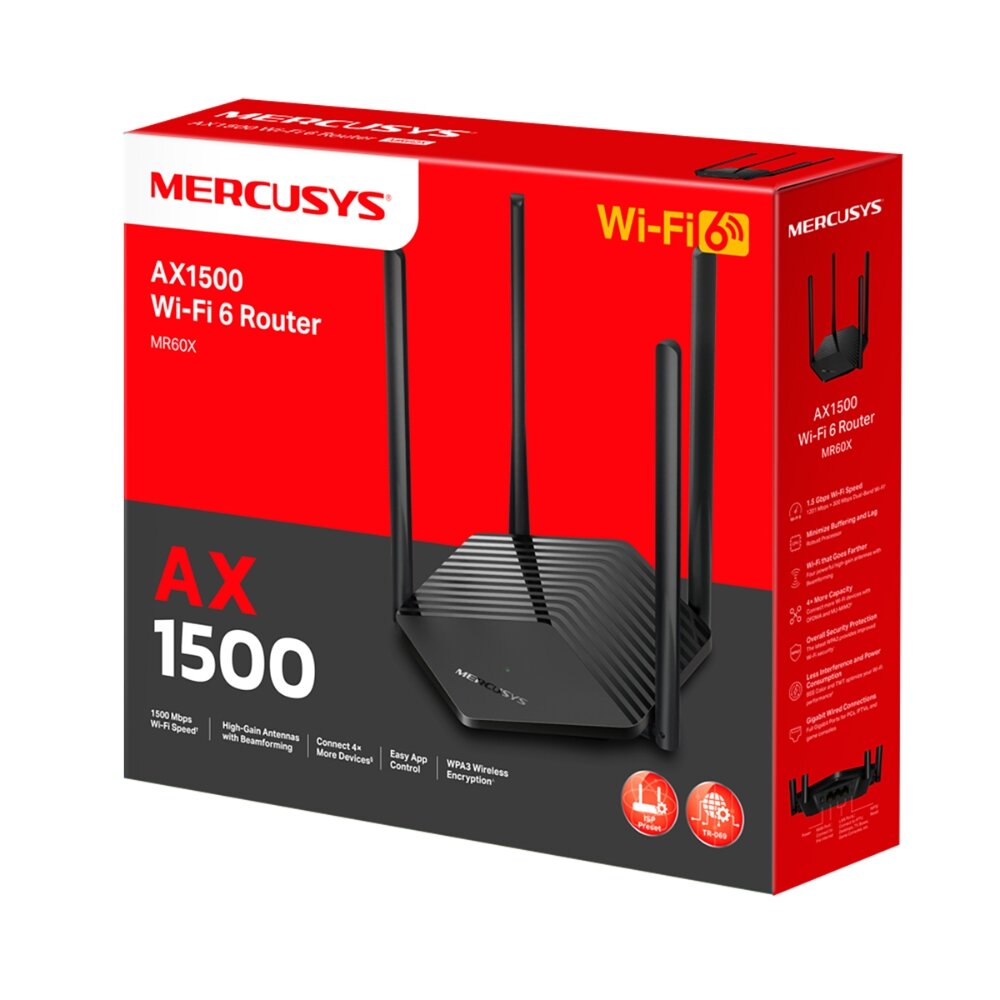 Mercusys MR60X — мощный Wi‑Fi 6 роутер AX1500 с низким пингом для онлайн-игр — фото 1