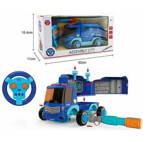 Машина радиоуправляемая КНР Грузовая машина, POLICE, сборная машина police на ру свет голубая my097