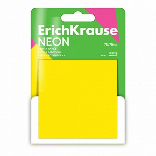 Блок статический (магнитный) 75х75, ErichKrause Neon, 50 листов желтый