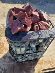 Малиновый кварцит колотый Шокша камни для бани сауны 7-17 см для печей коробка 15 кг