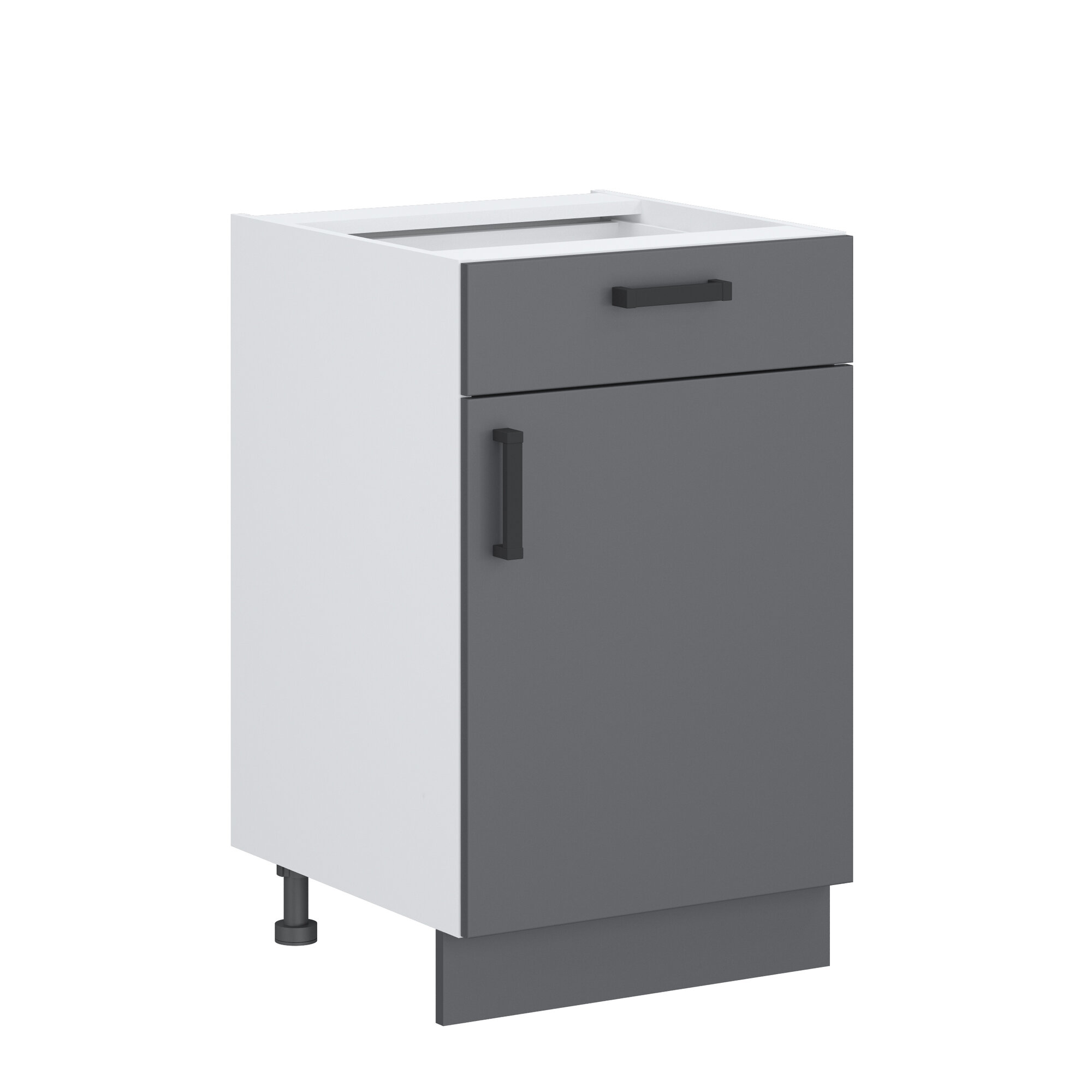 Кухонный модуль №11 без столешницы шкаф нижний напольный с ящиком ЛДСП 50х52х82см белый графит