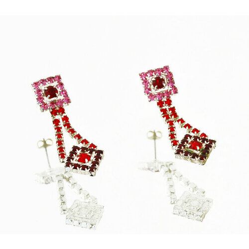 Серьги Bohemia Style, хрусталь, бордовый, розовый