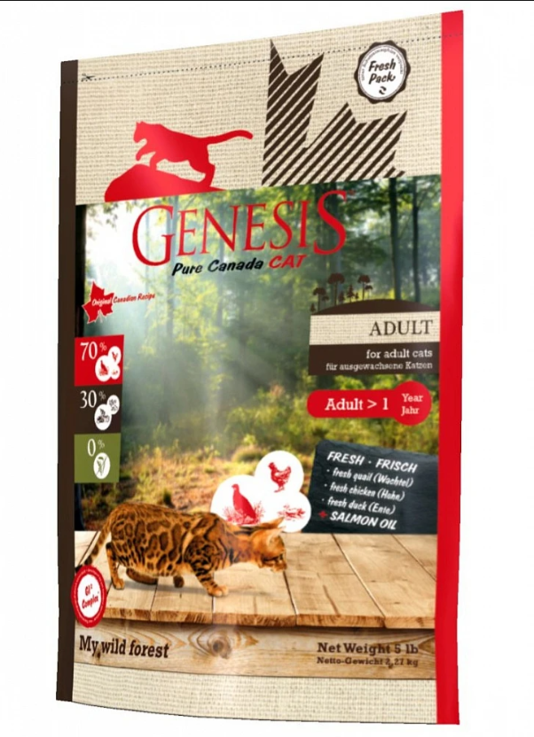 Genesis Pure Canada My Wild Forest Adult сухой корм для взрослых кошек с уткой, перепелкой и курицей 2.27 кг