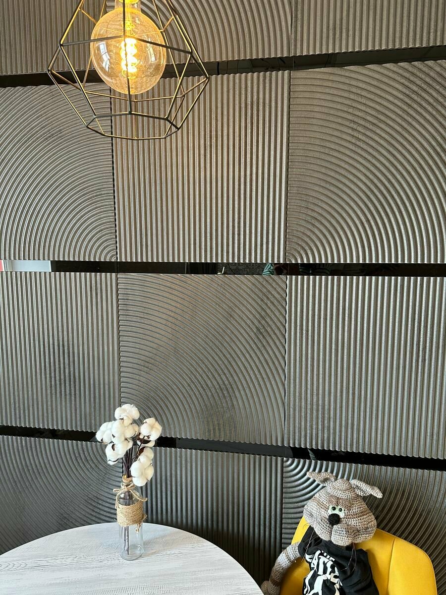 Панель МДФ, Декоративные панели на стену, Стеновые панели 3D МДФ "Милан" Темный бетон в комплекте 4 шт DanilovDecor
