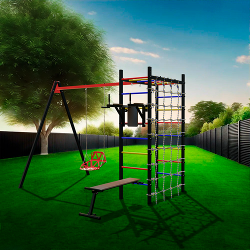 Уличный спортивно-игровой комплекс Sv Sport У3345 (ступени Разноцветные / Подвесы для качелей на втулке 1 комп.)