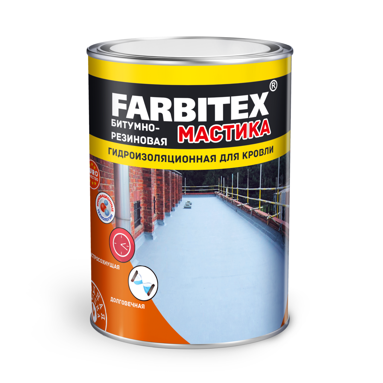 Мастика для кровли битумно-резиновая Farbitex, 4 кг