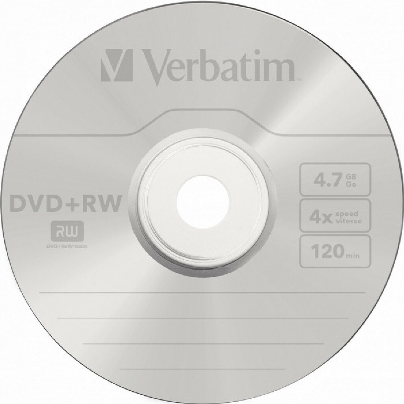 Носители информации DVD+RW, 4x, Verbatim Serl Matt Silver, Jewel/5, 43229