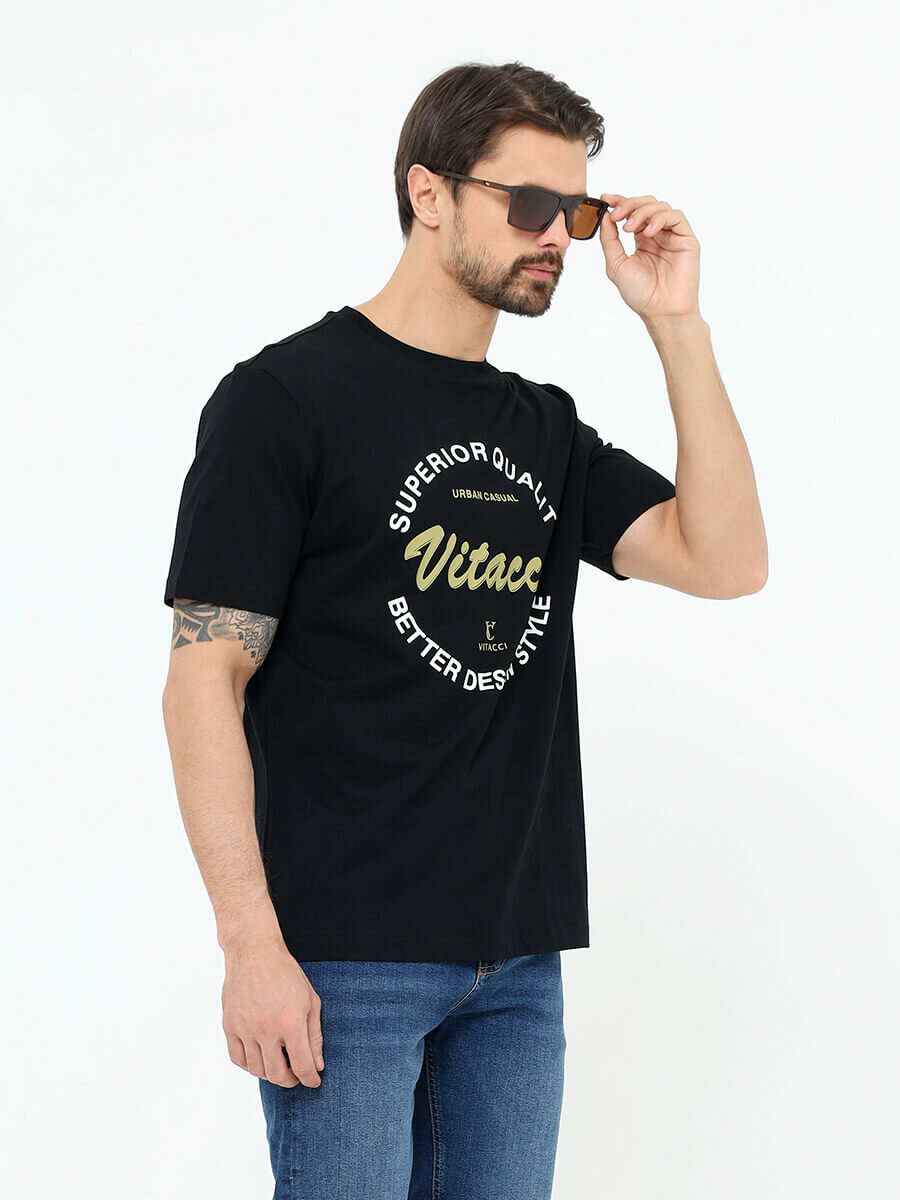 Футболка VITACCI, 1 шт., размер 50-52, черный
