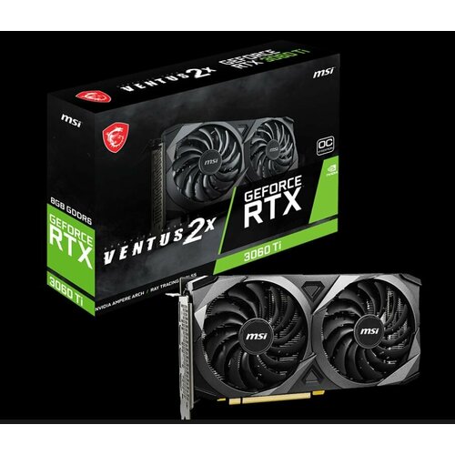 Видеокарта MSI GeForce RTX 3060 Ti VENTUS 2X OCV1 LHR PCI-E 40 8 ГБ GDDR6 256 бит DisplayPort x3 HDMI GPU 1410 МГц 3867000₽