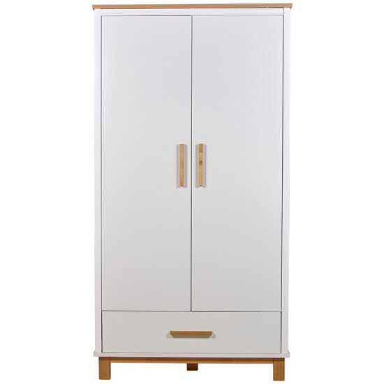 фото Двухстворчатый шкаф POLINI kids Simple с 1 ящиком 5 полок белый-натуральный