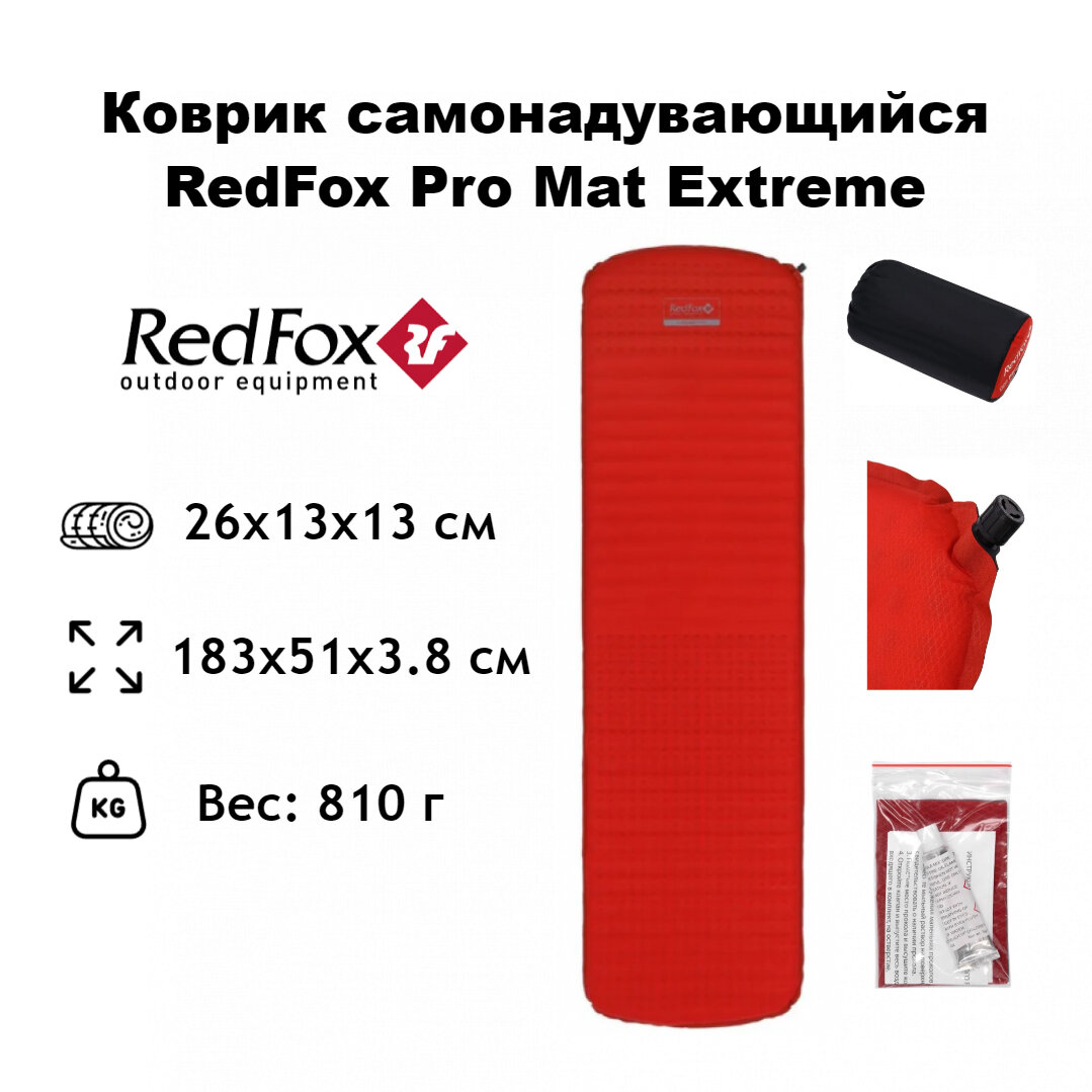 Коврик Redfox Pro Mat Extreme 183x51x3.8 (1220/т. красный/асфальт)