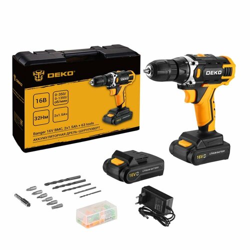 Дрель-шуруповерт аккумуляторная DEKO Banger 16V 080-1003 2х15А 4681₽