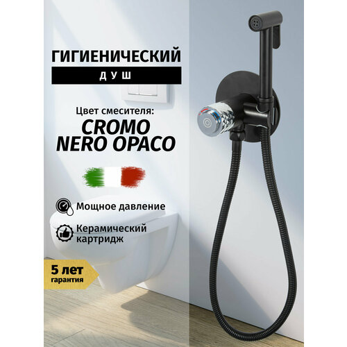 Смеситель с гигиеническим душем из латуни Vivi Felice CROMO-NERO. OPACO