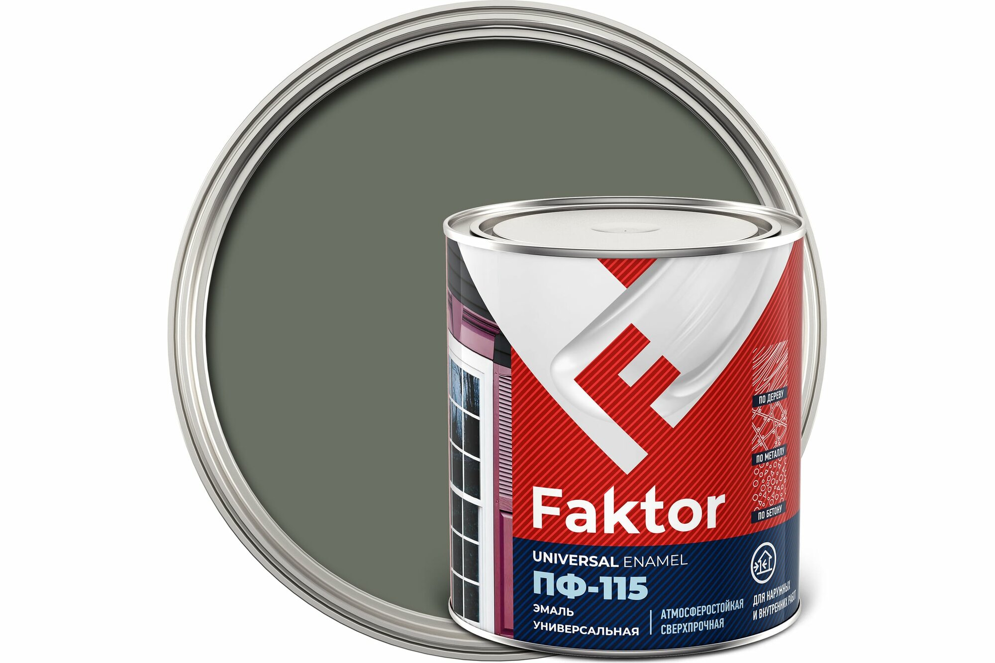 фото Ярославские краски Эмаль FAKTOR ПФ-115 серая, банка 0,8 кг 214725