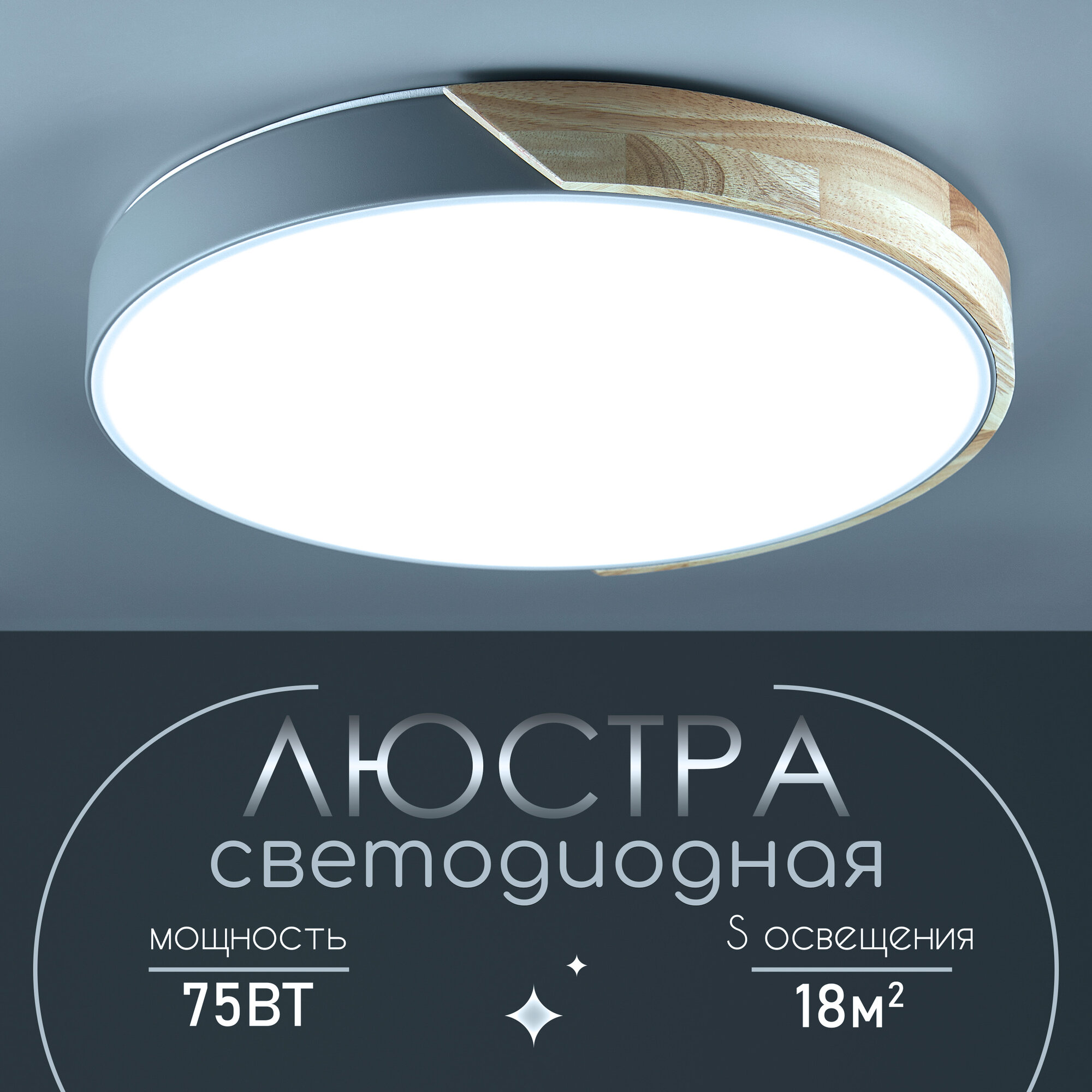 фото Люстра потолочная светодиодная для кухни спальни в детскую на пульте 75 ватт 38549.01.95.75 WEDO LIGHT