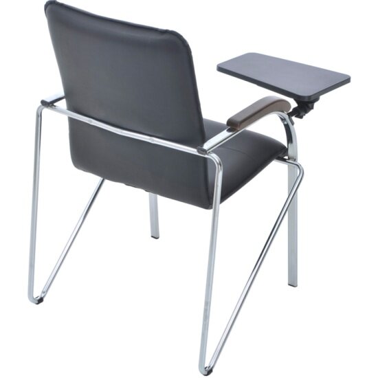 Стул Helmi HL-F05 "Самба СТ" со столиком, каркас металл хром, экокожа, черный, орех BOX1 — фото 1