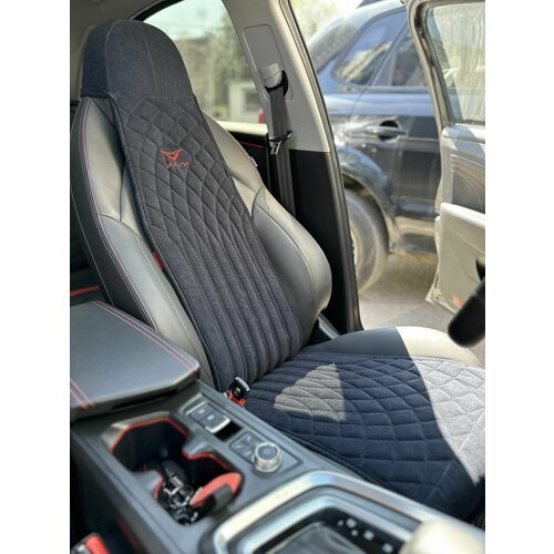 Накидки на сиденья автомобиля Kaiyi E5 / чехлы на сидения Каи Е5 / автомобильные чехлы из алькантары Кая е5