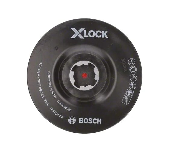 Тарелка для УШМ на липучке BOSCH X-Lock с липучкой 2608601722, 125 мм, 1 шт.