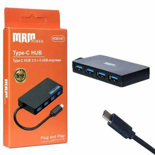 Разветвитель Type-c на USB 30 4 порта для телефона и ноутбука Концентратор 849₽