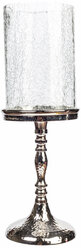 Подсвечник, Kuchenland, 32 см, на подставке, стекло/металл, серебристый, Fantastic